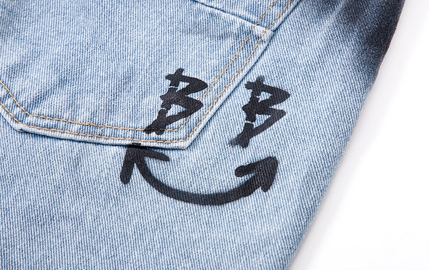 ブラックブロンド(BLACKBLOND) BBD Sprayed Custom Denim Pants (Light Blue)
