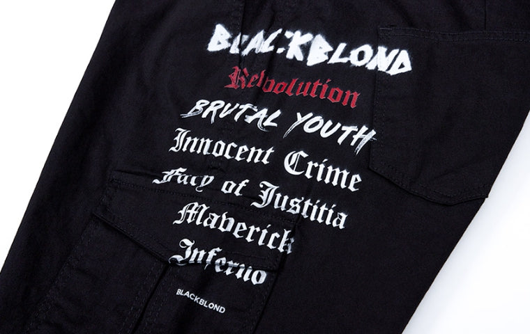 ブラックブロンド(BLACKBLOND) BBD History Smile Logo Cargo Jogger Pants (Black)