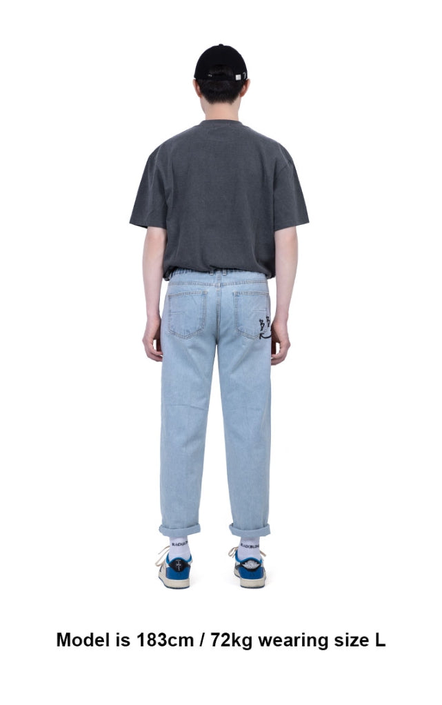 ブラックブロンド(BLACKBLOND) BBD Border Graffiti Logo Pigment T-Shirt (Charcoal)