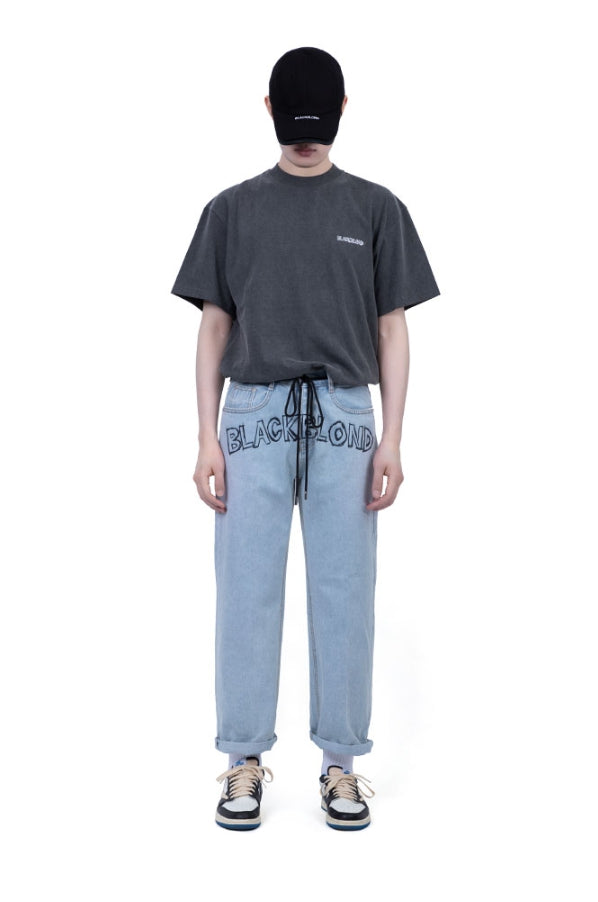 ブラックブロンド(BLACKBLOND) BBD Border Graffiti Logo Pigment T-Shirt (Charcoal)