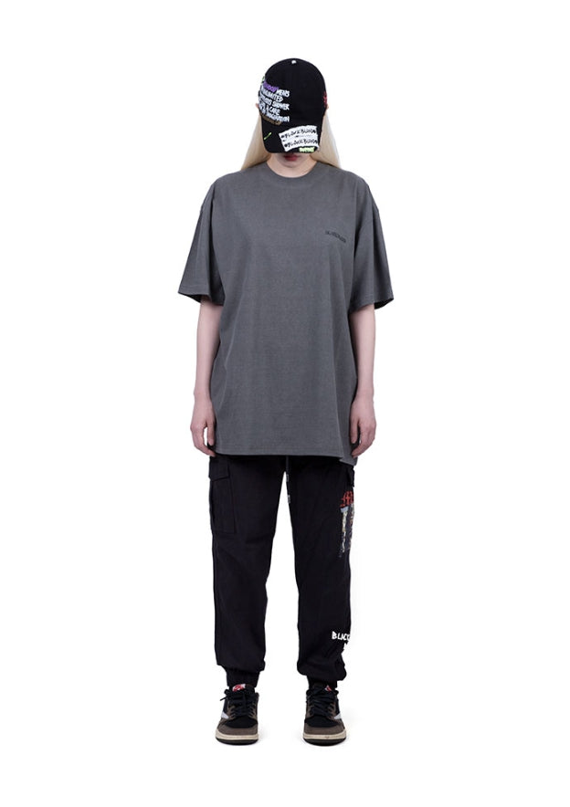 ブラックブロンド(BLACKBLOND) BBD Border Graffiti Logo Pigment T-Shirt (Gray)