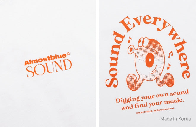 オルモストブルー(Almost Blue) ALMOSTBLUE SOUND GRAPHIC T-SHIRT - CD CARTOON