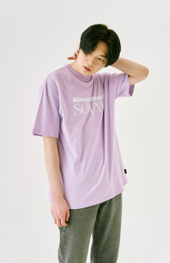 オルモストブルー(Almost Blue) ALMOSTBLUE SOUND LOGO T-SHIRT - LAVENDER
