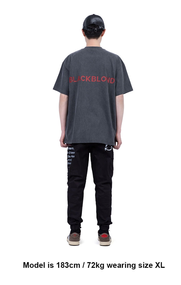 ブラックブロンド(BLACKBLOND) BBD Classic Smile Logo Pigment T-Shirt (Charcoal)