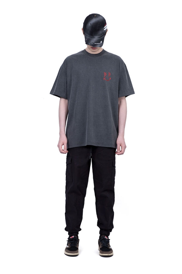 ブラックブロンド(BLACKBLOND) BBD Classic Smile Logo Pigment T-Shirt (Charcoal)