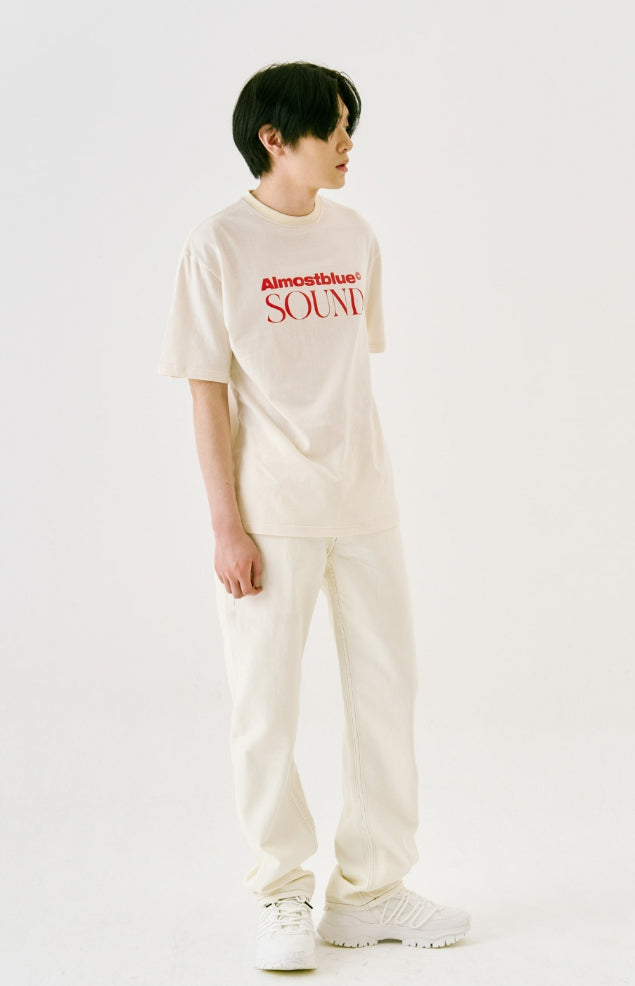 オルモストブルー(Almost Blue) ALMOSTBLUE SOUND LOGO T-SHIRT - IVORY