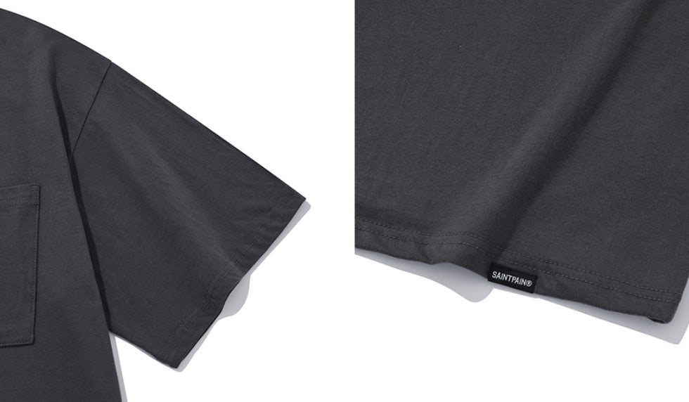 セイントペイン(SAINTPAIN) SP OVER FIT BASIC POCKET T SHIRTS-CHARCOAL