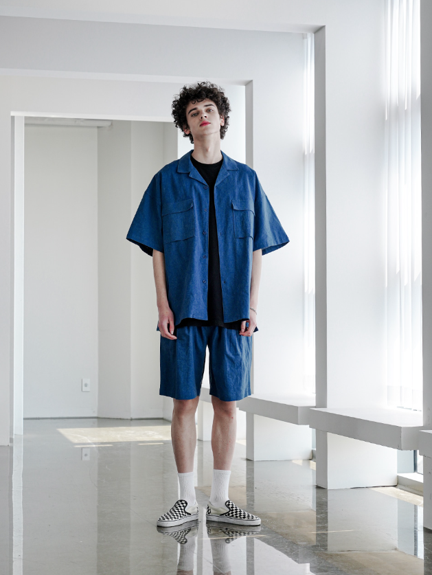EZKATON (エズカートン) EZ Miracle Short Sleeve Shirt Navy STSS6590