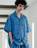 EZKATON (エズカートン) EZ Miracle Short Sleeve Shirt Navy STSS6590