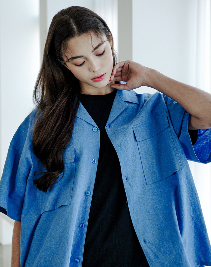 EZKATON (エズカートン) EZ Miracle Short Sleeve Shirt Blue STSS6590