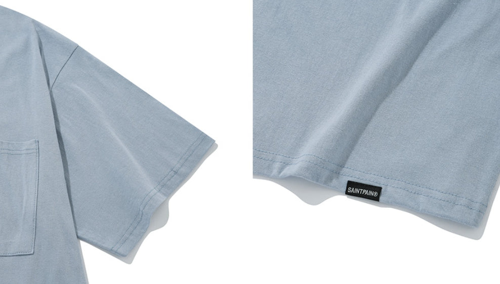 セイントペイン(SAINTPAIN) SP OVER FIT BASIC POCKET T SHIRTS-SKY BLUE