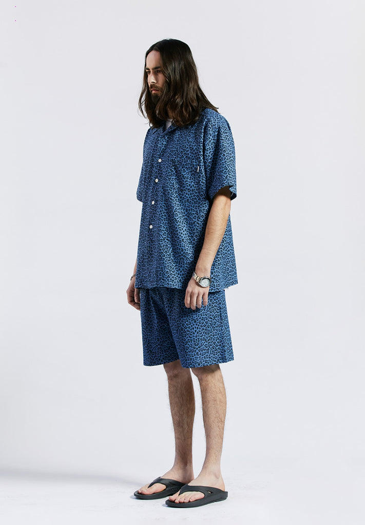セイントペイン(SAINTPAIN) SP DENIM LEOPARD SHORTS-DEEP BLUE