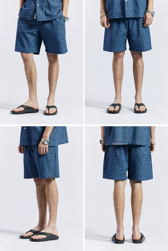 セイントペイン(SAINTPAIN) SP DENIM LEOPARD SHORTS-DEEP BLUE
