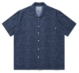 セイントペイン(SAINTPAIN) SP OVER FIT DENIM LEOPARD OPEN COLLAR SHIRTS-DEEP BLUE