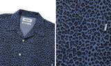 セイントペイン(SAINTPAIN) SP OVER FIT DENIM LEOPARD OPEN COLLAR SHIRTS-DEEP BLUE