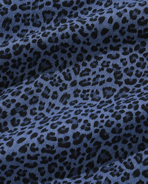 セイントペイン(SAINTPAIN) SP OVER FIT DENIM LEOPARD OPEN COLLAR SHIRTS-DEEP BLUE