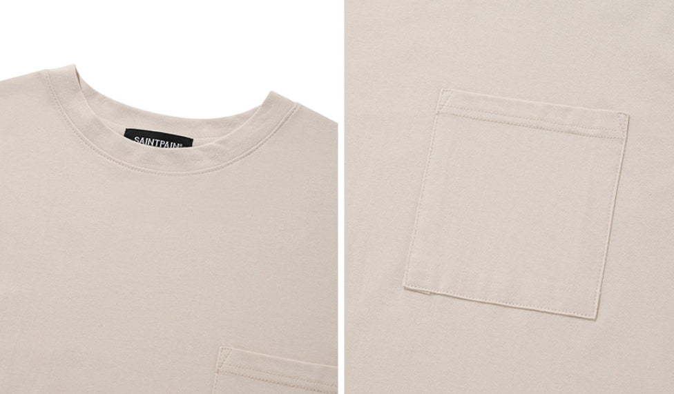 セイントペイン(SAINTPAIN) SP OVER FIT BASIC POCKET T SHIRTS-BEIGE