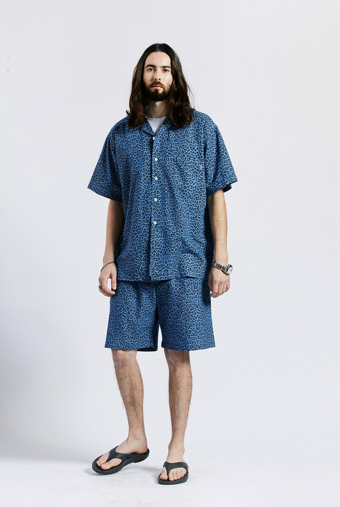 セイントペイン(SAINTPAIN) SP DENIM LEOPARD SHORTS-LIGHT BLUE