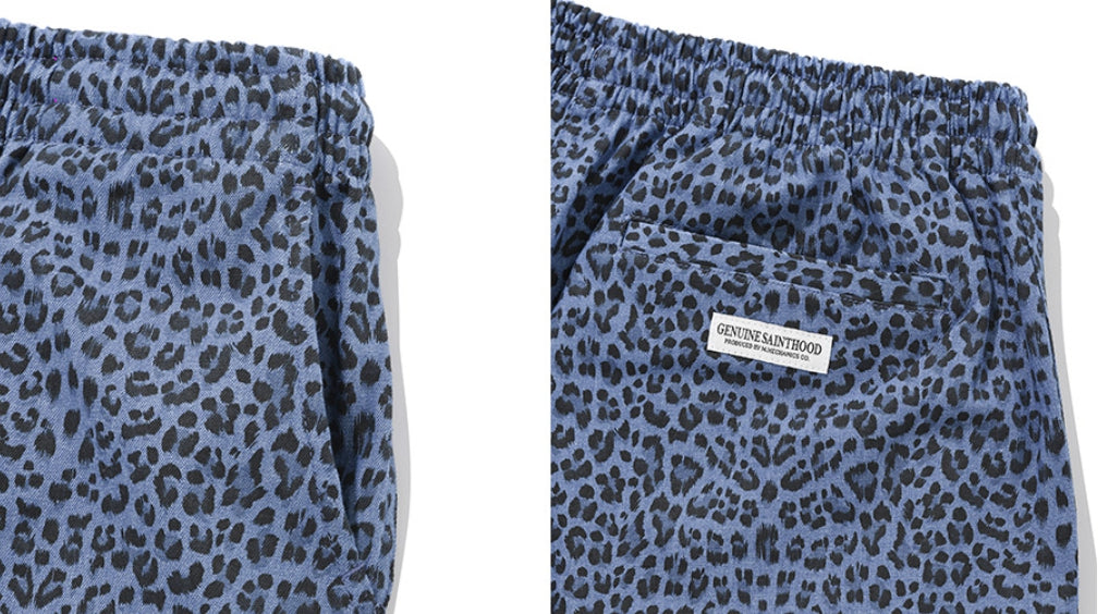 セイントペイン(SAINTPAIN) SP DENIM LEOPARD SHORTS-LIGHT BLUE
