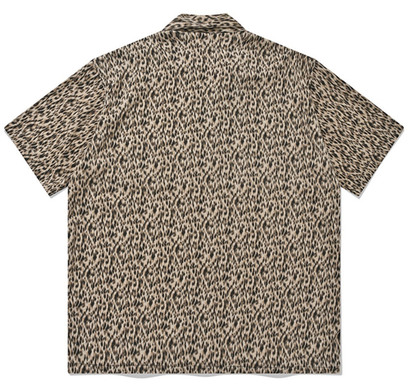 セイントペイン(SAINTPAIN) SP OVER FIT LEOPARD OPEN COLLAR SHIRTS-BEIGE