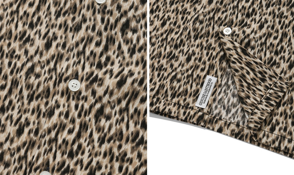 セイントペイン(SAINTPAIN) SP OVER FIT LEOPARD OPEN COLLAR SHIRTS-BEIGE