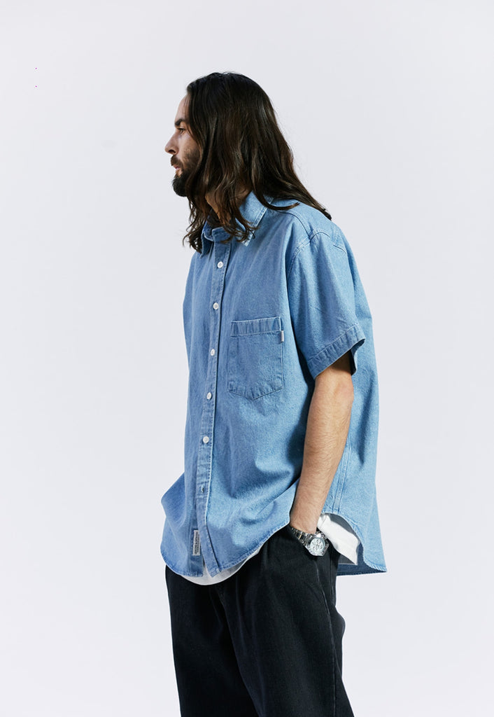 セイントペイン(SAINTPAIN) SP DENIM WASHED OVER SHORT SHIRTS