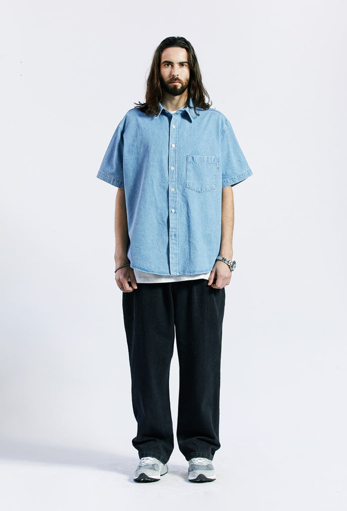 セイントペイン(SAINTPAIN) SP DENIM WASHED OVER SHORT SHIRTS