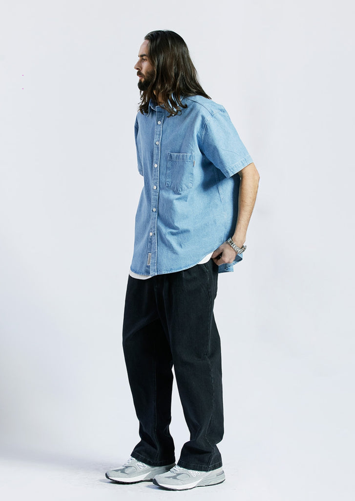 セイントペイン(SAINTPAIN) SP DENIM WASHED OVER SHORT SHIRTS