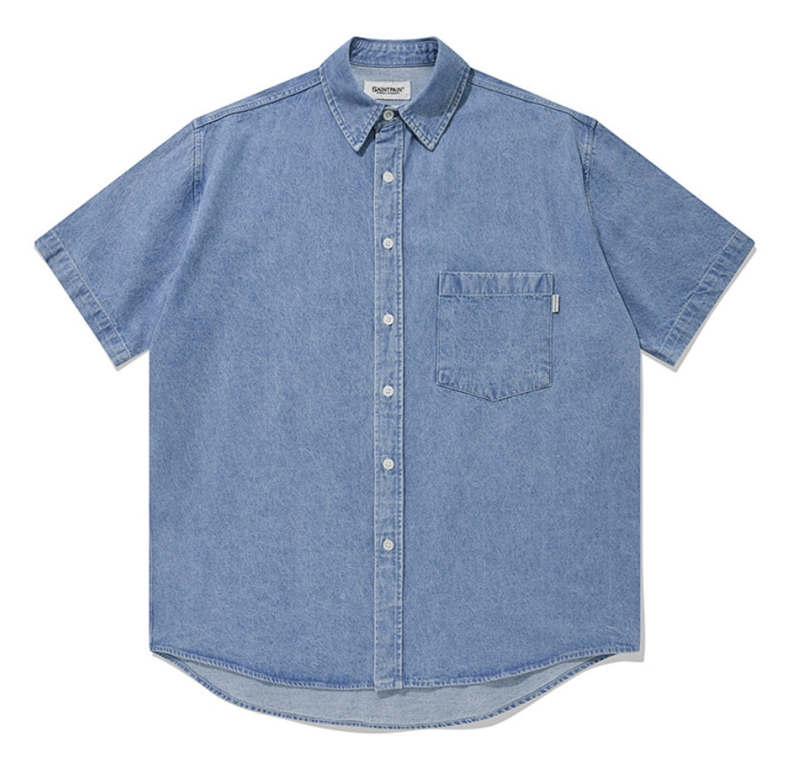 セイントペイン(SAINTPAIN) SP DENIM WASHED OVER SHORT SHIRTS