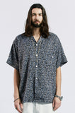 セイントペイン(SAINTPAIN) SP OVER FIT LEOPARD OPEN COLLAR SHIRTS-BLUE