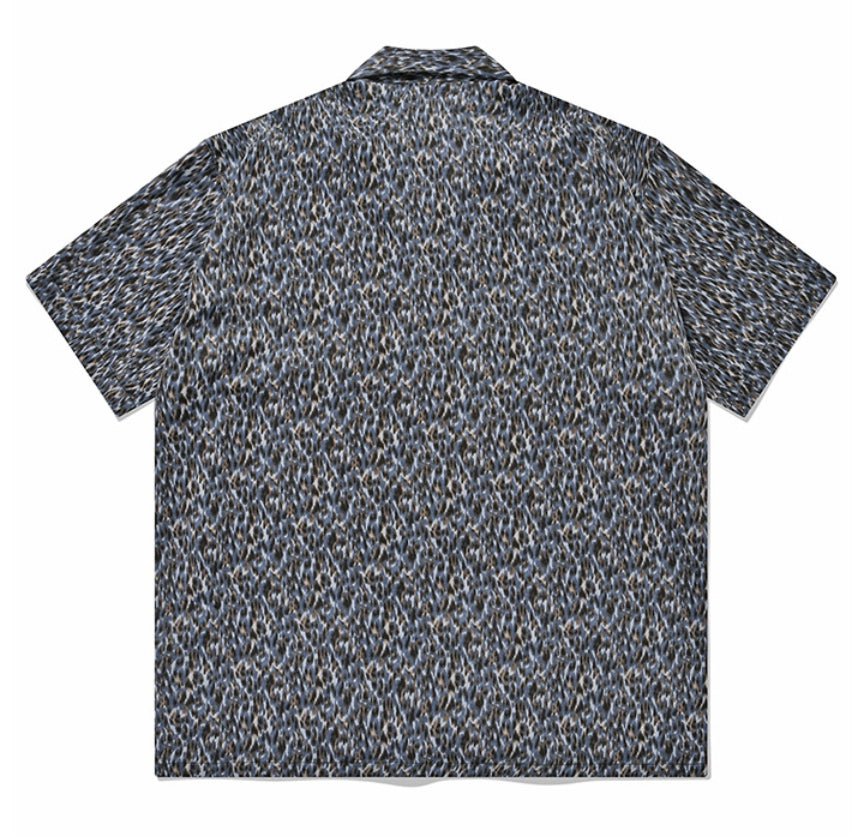 セイントペイン(SAINTPAIN) SP OVER FIT LEOPARD OPEN COLLAR SHIRTS-BLUE