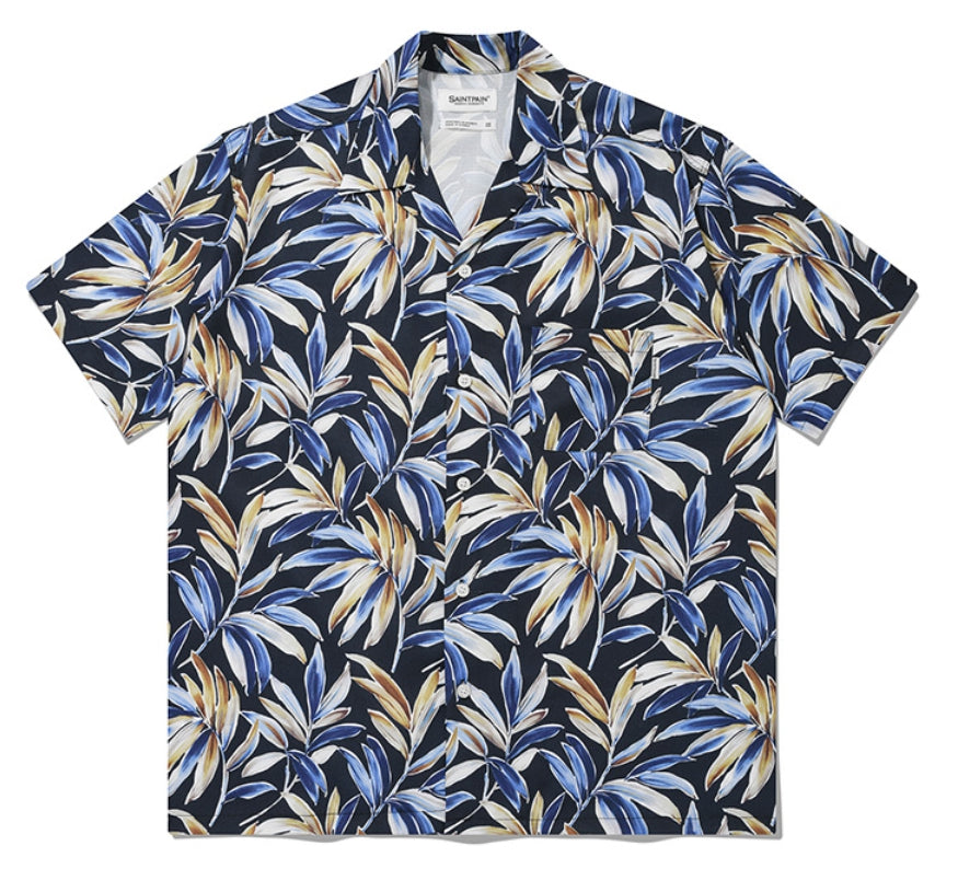 セイントペイン(SAINTPAIN)  SP OVER FIT FLOWER OPEN COLLAR SHIRTS-BLACK