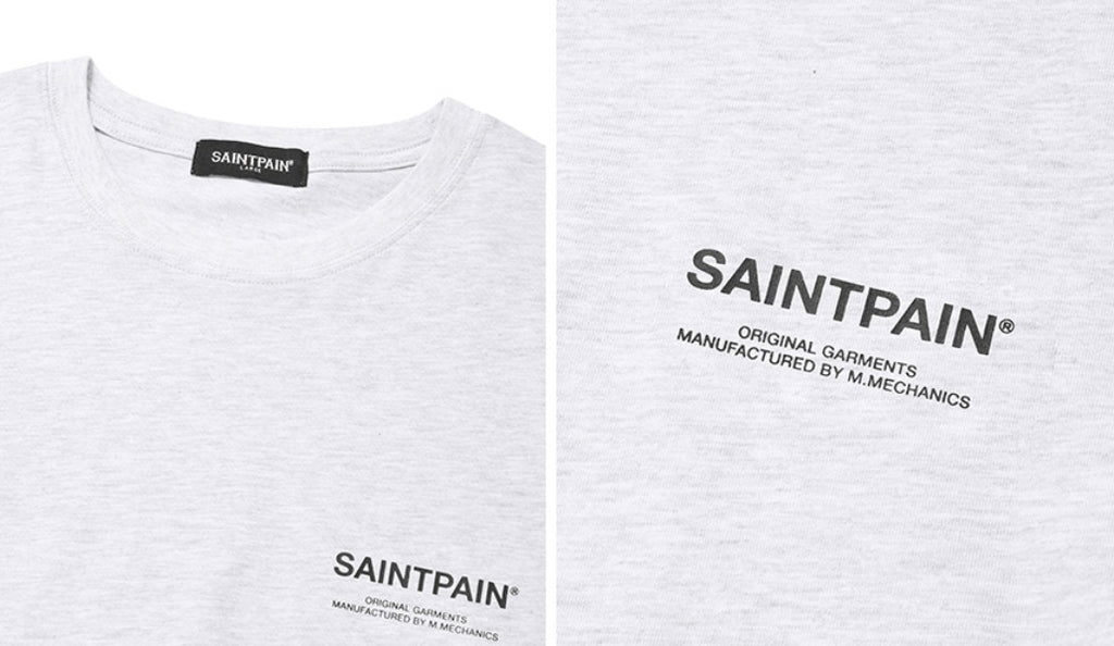 セイントペイン(SAINTPAIN) SP VARIATION LOGO T SHIRTS-ASH MELANGE BLACK