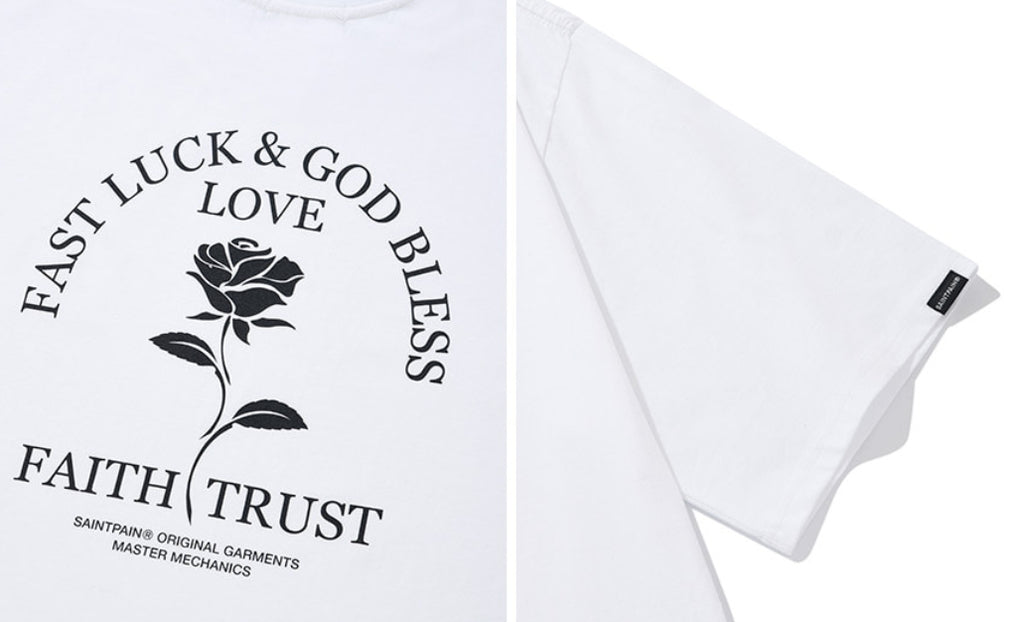 セイントペイン(SAINTPAIN) SP BLACK ROSE T SHIRTS-WHITE