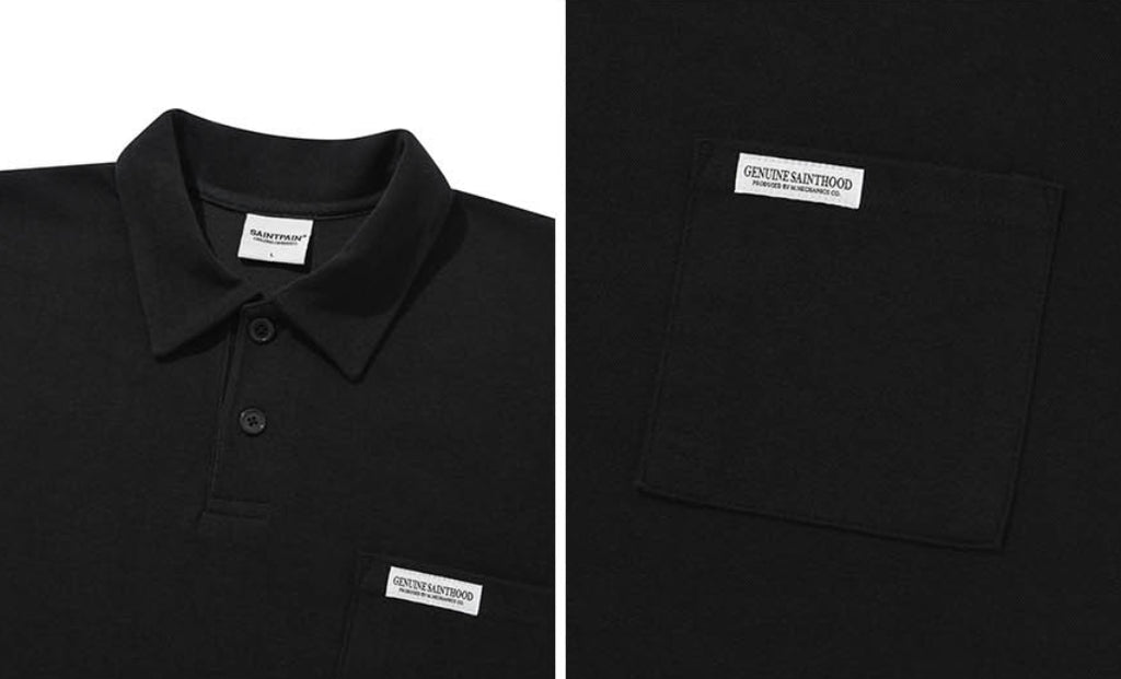 セイントペイン(SAINTPAIN) SP OVER FIT PK SHIRTS-BLACK