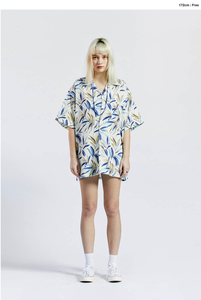 セイントペイン(SAINTPAIN) SP OVER FIT FLOWER OPEN COLLAR SHIRTS-IVORY