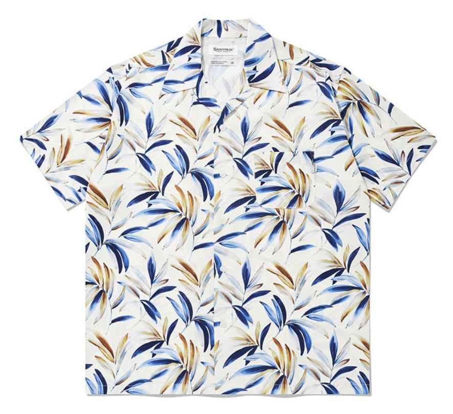 セイントペイン(SAINTPAIN) SP OVER FIT FLOWER OPEN COLLAR SHIRTS-IVORY