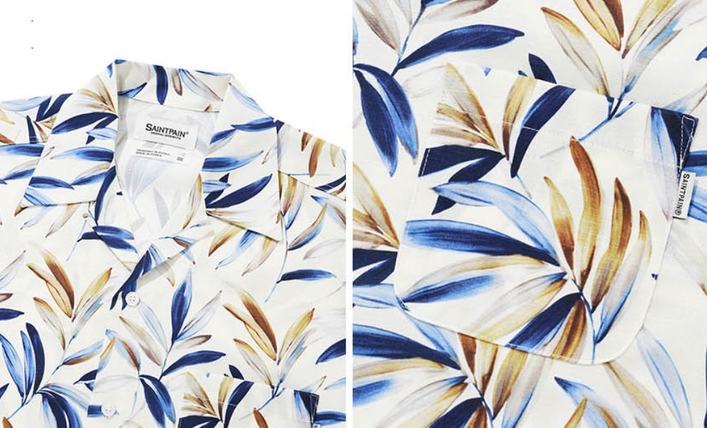 セイントペイン(SAINTPAIN) SP OVER FIT FLOWER OPEN COLLAR SHIRTS-IVORY