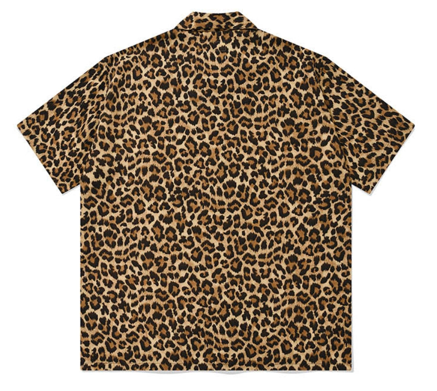 セイントペイン(SAINTPAIN) SP OVER FIT LEOPARD OPEN COLLAR SHIRTS-BROWN