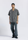 セイントペイン(SAINTPAIN) SP OVER FIT LEOPARD OPEN COLLAR SHIRTS-GRAY