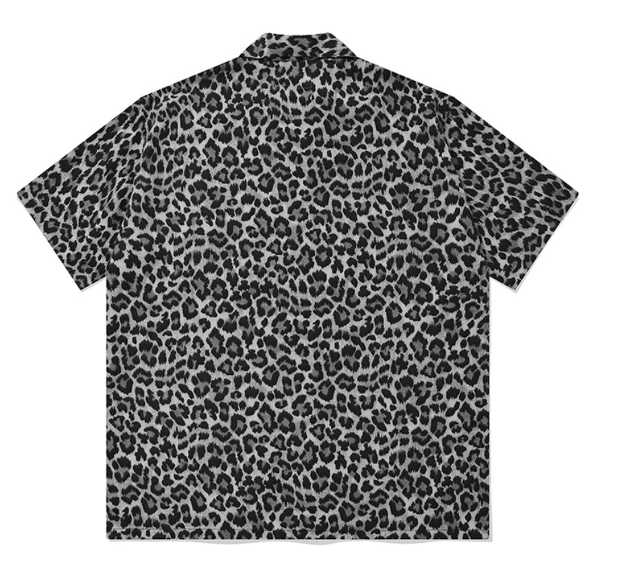 セイントペイン(SAINTPAIN) SP OVER FIT LEOPARD OPEN COLLAR SHIRTS-GRAY