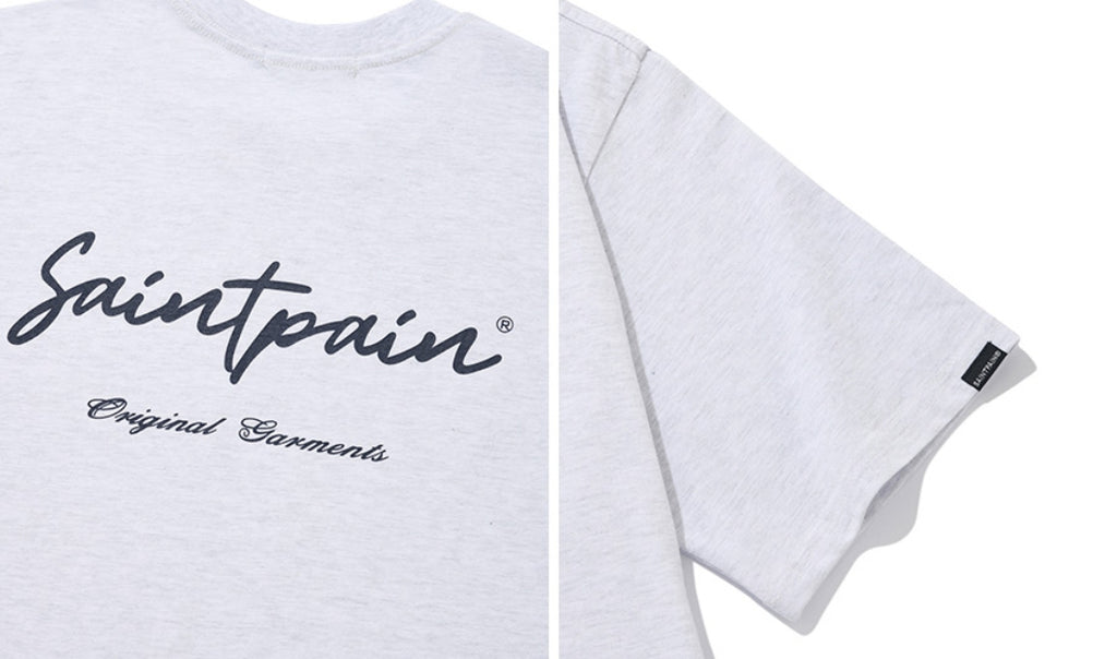 セイントペイン(SAINTPAIN) SP CALLI LOGO T SHIRTS-ASH MELANGE