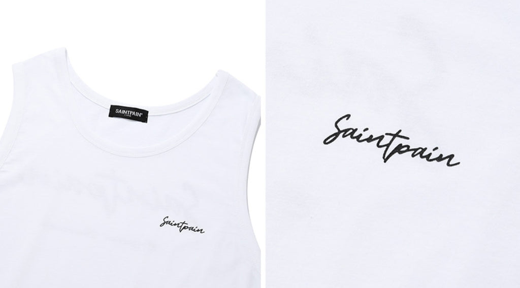セイントペイン(SAINTPAIN) SP CALLY LOGO LONG SLEEVELESS-WHITE