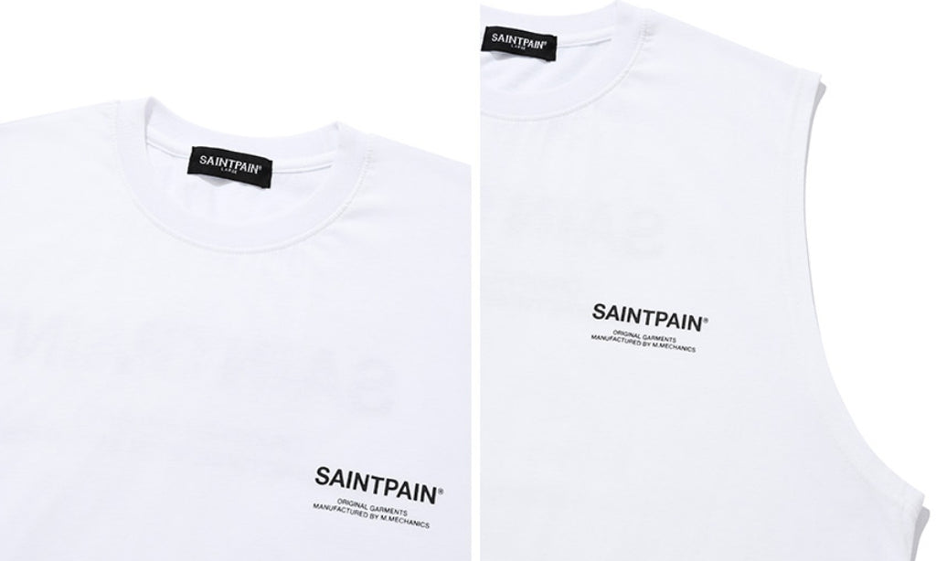 セイントペイン(SAINTPAIN) SP VRTN LOGO SLEEVELESS-WHITE
