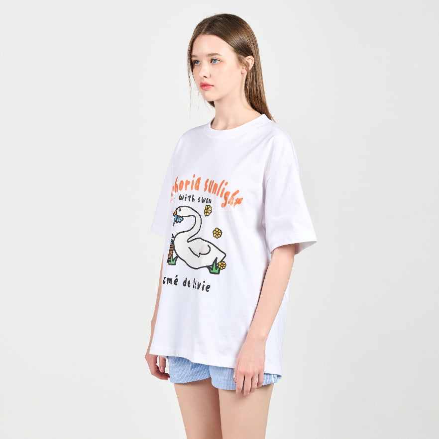 アクメドラビ(acme' de la vie) FISH SWAN SHORT SLEEVE T-SHIRT WHITE