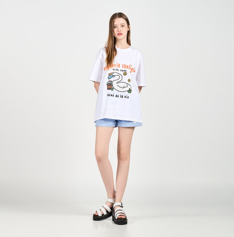 アクメドラビ(acme' de la vie) FISH SWAN SHORT SLEEVE T-SHIRT WHITE