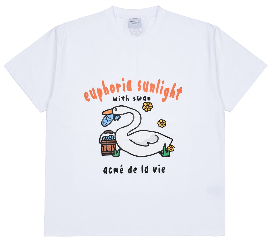 アクメドラビ(acme' de la vie) FISH SWAN SHORT SLEEVE T-SHIRT WHITE
