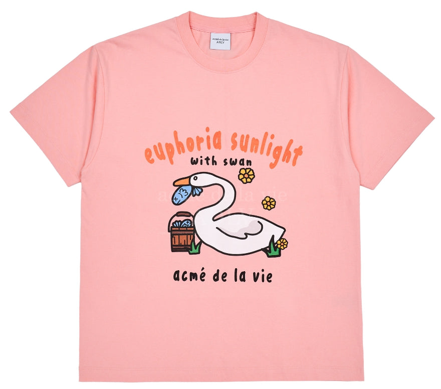 アクメドラビ(acme' de la vie) FISH SWAN SHORT SLEEVE T-SHIRT PINK