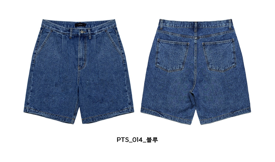 VARZAR(バザール) One Tuck Washing Denim Half Pants (2color)
