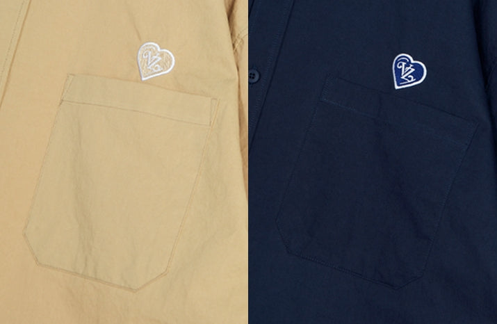 VARZAR(バザール) Heart Logo Set Up Over Fit Half Work Shirts (2color)
